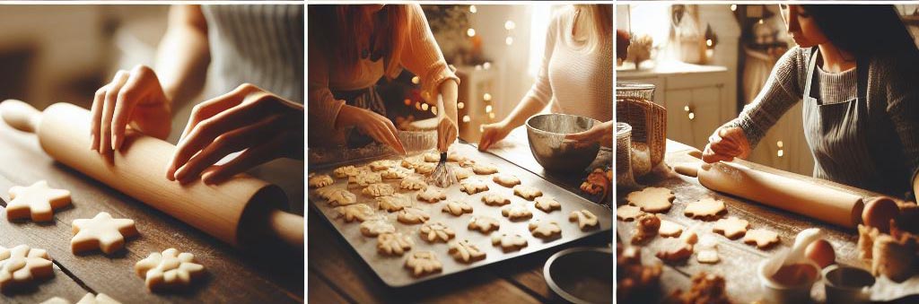 Collage de manos haciendo galletas